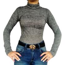 Blusinha Gola Cacharrel Manga Longa Justa Peças Sortidas Jacquard Pp ao Plus Size