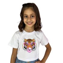 Blusinha Infantil Babylook Tigresa Óculos Estampa Modinha