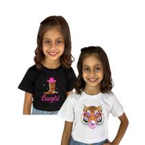 Blusinha Infantil Cropped Manga Curta Juvenil Kit 2 Peças