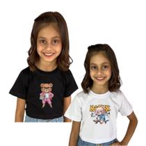 Blusinha Infantil Cropped Manga Curta Juvenil Kit 2 Peças