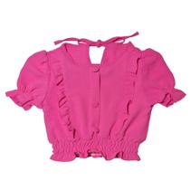 Blusinha Infantil Menina Mangas Bufante Babado Princesa