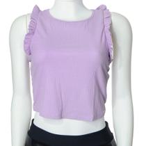 Blusinha Lado Avesso Cropped Canelada Lilás - L11951 Blusinha Lado Avesso Cropped Canelada Lilás - L11951