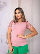 blusinha manga bufante canelada tuli bolinha princesa t- shirt