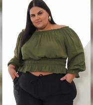 Blusinha manga longa ciganinha plus size