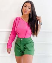 Blusinha Mula Manca Manga Longa Canelada Feminina Com Viés Blusinha Mula Manca Manga Longa Canelada Feminina Com Viés