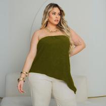 Blusinha Plus Size Assimétrica Fresquinha Bata Feminina Sem Alça Casual Verão Praia Passeio Blusinha Plus Size Assimétrica Fresquinha Bata Feminina Sem Alça Casual Verão Praia Passeio