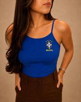 Blusinha Regata Feminina Brasil Ribana Tam G Azul