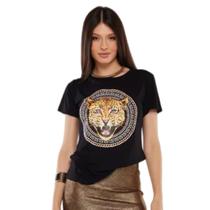 Blusinha T-shirt Blogueira Camisetas Estampa Leopardo Onça