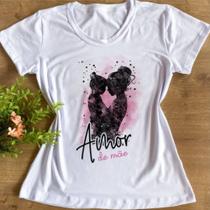 Blusinha T-shirt Feminina Branca Mãe e Filha fundo Rosa