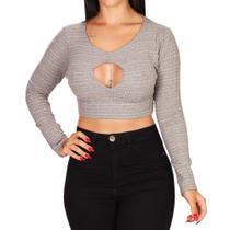 Blusinha Tricats Cropped Canelada Shine Blusinha Tricats Cropped Canelada Shine