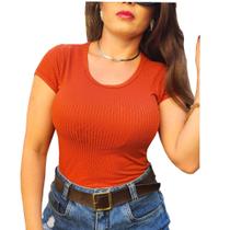 Blusinhas Basiquinhas Gola O Malha Canelada Lindas Cores Blusas Uniformes