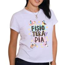 Blusinhas de profissão fisioterapia curso tema desenhos estampa ícones faculdade camiseta