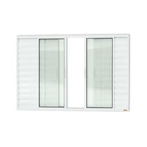 Bmk janela veneziana 6 folhas c/ vidro liso branco - linha confort - 100x200 (408)