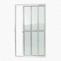 Bmk porta de correr 2 folhas c/ vidro liso branco - super-25 - 210x120 (591)