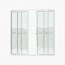Bmk porta de correr 4 folhas c/ vidro liso branco - super-25 - 210x200 (593)
