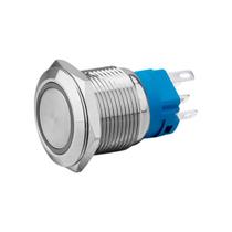 Bn1610 - botao interruptor redondo 22 mm 2 funcoes on/off 12vdc em metal e iluminacao led azul para uso em embarcacoes