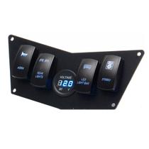 Bn1628 - painel de comando hexagonal 4 botoes 2 funcoes 12v-24v voltimetro digital led azul para uso em embarcacoes