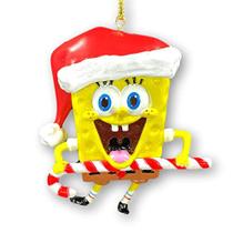 Bob Esponja Calça Quadrada Enfeite de Natal com Cana de Doces de Papai Noel - Presente de Decoração de Árvore de Férias - Oficialmente Licenciado