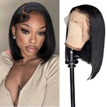 Bob Wig Turno Blue HD Lace Front 100% cabelo humano 25 cm