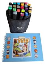 Bobbie.goods Capa Dura Azul + Estojo Caneta Touch 24 Cores