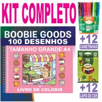 Bobbie Goods Kit Completo canetinhas lápis de cor Livro De Colorir Rosa 50 Páginas Tamanho Grande