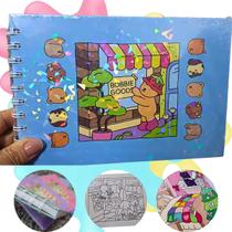 Bobbie Goods Livro De Colorir Infantil Rosa 50 Páginas A5 Encadernado Capa Dura Holográfica Brilhante AZUL