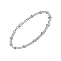 Bobina apertada de prata esterlina com pulseira de contas de prata, 7