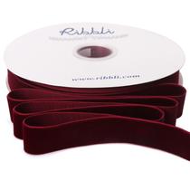 Bobina de fita decorativa Ribbli Burgundy Velvet 2,5 cm e 23 mm Bobina de fita decorativa Ribbli Burgundy Velvet 2,5 cm e 23 mm