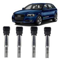 Bobina de ignição vw jetta passat golf tiguan audi a3 a4 a5 a6 1.8 2.5 2006 á 2018 kit c/4 unidades