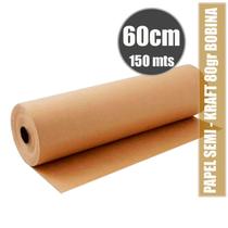 Bobina de papel semi kraft 60cm larg por 150mt embrulho, correios, pintura