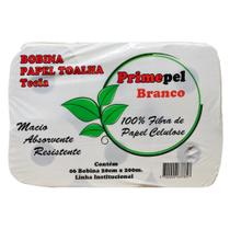 Bobina de Papel Toalha Branca 200 Metros 06 Unid Primepel