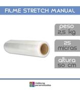 Bobina Filme Stretch Manual 500 Mm X 25 Micras Com 2,5 Kilos - Molduras Personalizadas