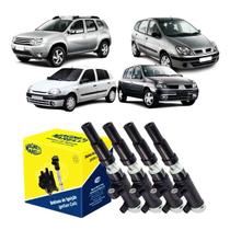 Bobina Ignicao Kit 4 Clio Sandero Logan Duster Motor K4m F4r