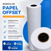 Bobina Papel Offset 60g Branco Rolo Sulfite 40cm x 100m Premium Impressão Moldes Desenho Bobina Papel Offset 60g Branco Rolo Sulfite 40cm x 100m Premium Impressão Moldes Desenho