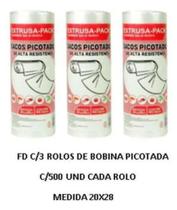 Bobina Picotada 20x28 Fardo C/10 Rolos De 500 Sacos Cada