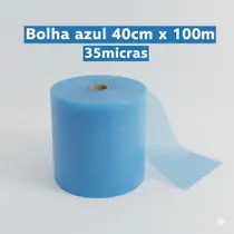 bobina plastico bolha reforçado 40cm x100 metros azul 35 MICRAS