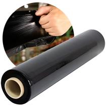 Bobina Rolo Filme Stretch 500cm x 25 micras Preto 3,5kg Tubete