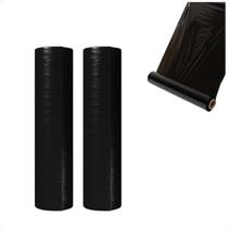 Bobina Rolo Filme Stretch Preto 50Cm X 25 Micras - 2 Rolos