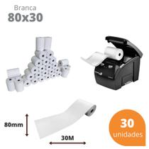 Bobina Térmica 80x30 Branca - 30 unidades para Cupom Fiscal PDV Bobina Térmica 80x30 Branca - 30 unidades para Cupom Fiscal PDV