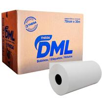 Bobina Térmica Lisa DML, 79mm x 30m, 48g, Sem Cotepe, 30 Unidades - Branca