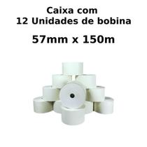 Bobina Térmica Sensível para Relógio de Ponto/ Comprovantes Fiscais Caixa com 12 Unidades 57mm x 150m Plavitec - Amarela