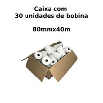 Bobina Térmica Sensível para Relógio de Ponto/ Comprovantes Fiscais Caixa com 30 Unidades 80mm x 40m Plavitec - Branca