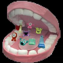 Boca De Feltro Lúdica Com Língua Dentes E Bactérias Odonto