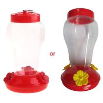 Boca larga de plástico Hummingbird Alimentador de água pátio pátio janela ao ar livre pendurando flor forma bird drinker waterer com gancho - vermelho