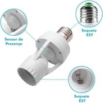 Bocal com Sensor de Presença Tipo Plafon Simples Rosca E27 Bivolt Acabamento Branco Discreto Top
