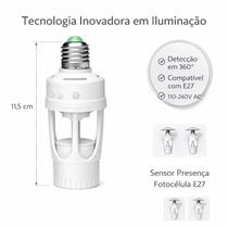 Bocal de Lâmpada Moderno com Sensor Presença 360 Graus Bivolt Iluminação Prática e Inteligente