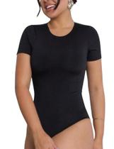 BODDY BORI BODY PRETO FEMININO GOLA canoa DECOTE MANGA curta suplex