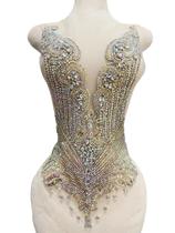 Bodice Applique, lantejoulas, strass para roupas sociais, 24x60cm