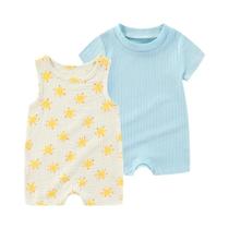 Bodies De Cartoon Para Bebês Meninos E Meninas, Conjunto De 2 Peças, Macacões Sem Mangas Para