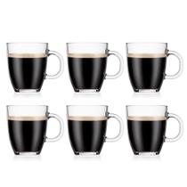 Bodum Caneca de Café Bistro de Vidro Temperado de Parede Simples 350 ml, Pacote com 6, Transparente